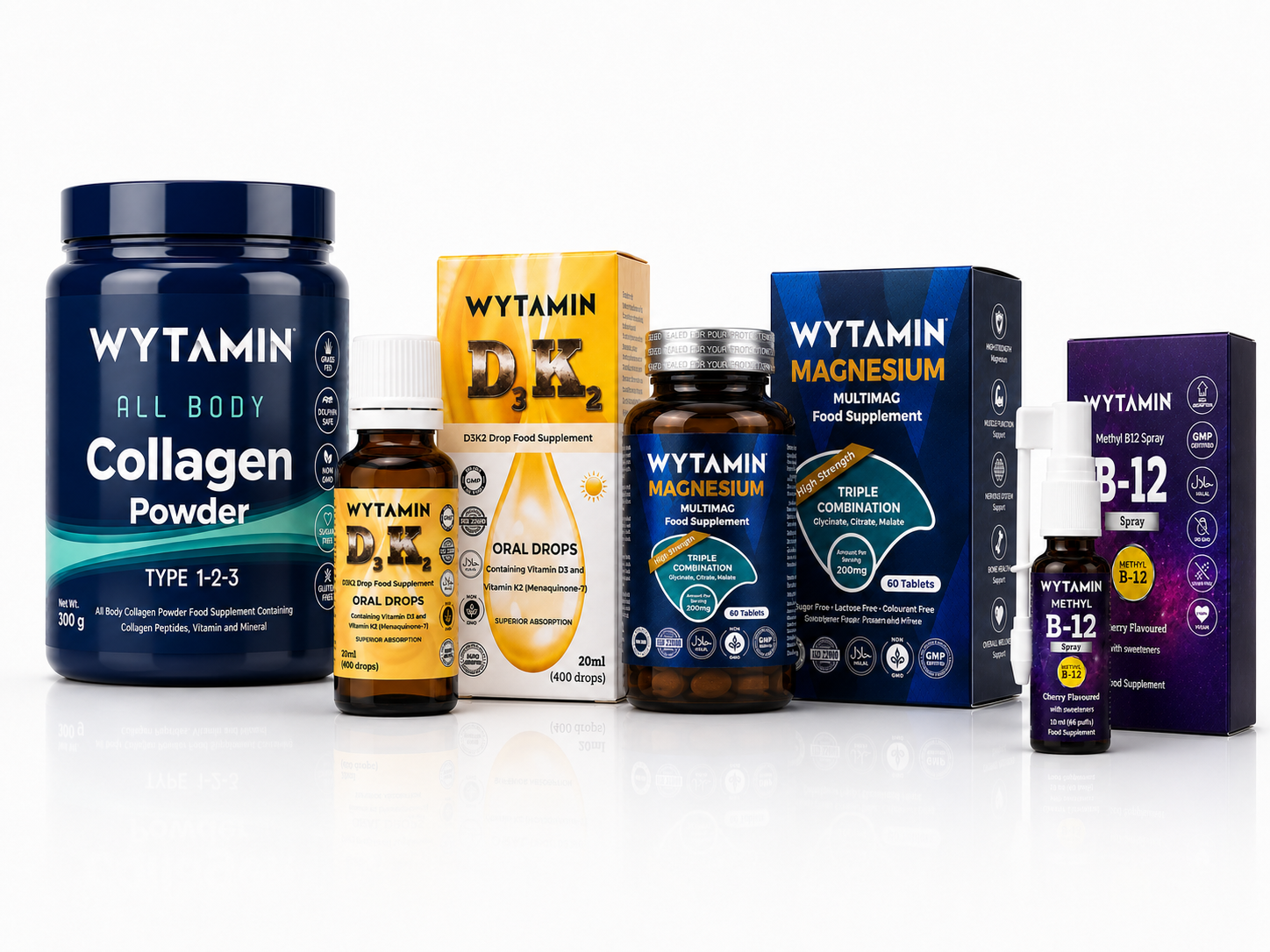 Complete Wellness Bundle – Collagen + D3K2 + Magnesium + B12